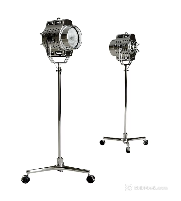 Industrial Style Floor Lamps With Metal Stand Adjustable Shade And Wheeled Base Design 3d model 