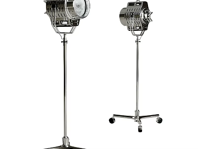 Industrial Style Floor Lamps With Metal Stand Adjustable Shade And Wheeled Base Design 3d model