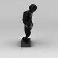 Tech Exhibition Hall Modern Black Abstract Sculpture Display on Black Base 3d model