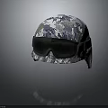 Camouflage Pattern Tactical Helmet With Black Protective Goggles And Secure Fit Design 3d model