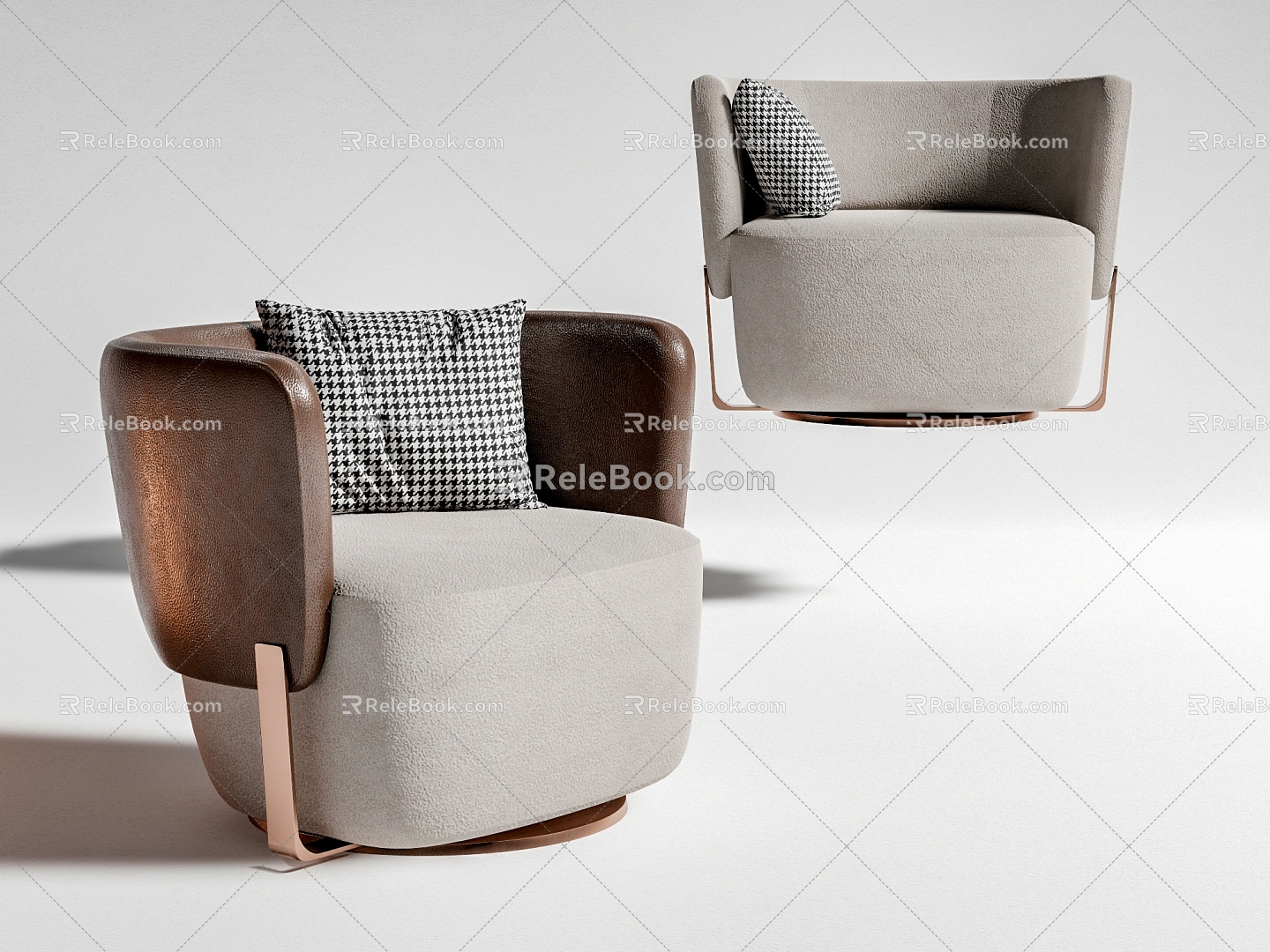 Single Sofa Casual Sofa Chair Cloth Leather 3d model