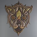 Wooden Lion Head Carved Wall Decor With Multicolored Wood Grain And Detailed Facial Features