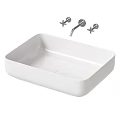 Modern White Square Minimalist Bathroom Washbasin With Wall Mounted Faucets Design