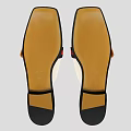 Stylish White Slippers Featuring Gold Metal Buckle And Red Black Stripes