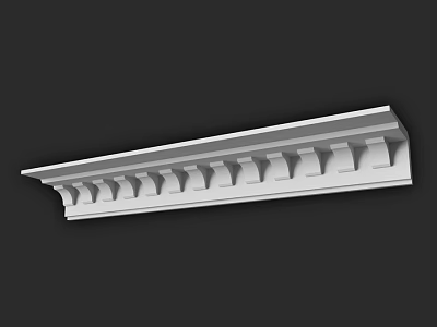 White Ornamental Architectural Component With Grooved Design And Detailed Molding 3d model