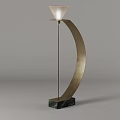 Modern Curved Metal Floor Lamp With White Shade And Elegant Marble Base