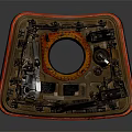 Detailed Mechanical Component Internal Structure With Orange Frame Circular Hole And Parts