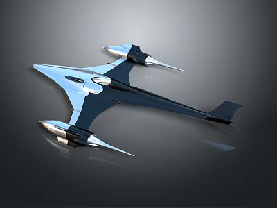Futuristic Aerodynamic Spacecraft With Sleek Wings And Silver Black Design For Space Exploration 3d model
