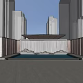 Modern building community residence 3d model