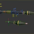 Military Rocket Launcher Featuring Green Yellow Striped Projectile And Sight Scope 3d model