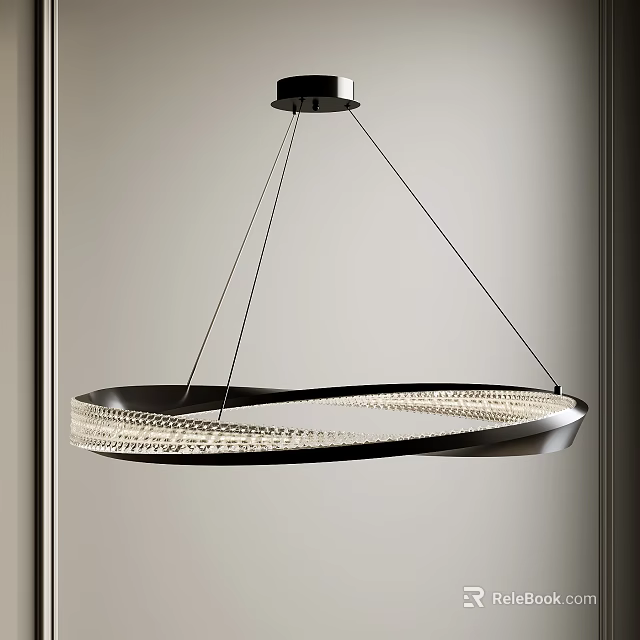 Modern Circular Chandelier with Metal Frame and Crystal Accents for Elegant Interior Design 3d model 