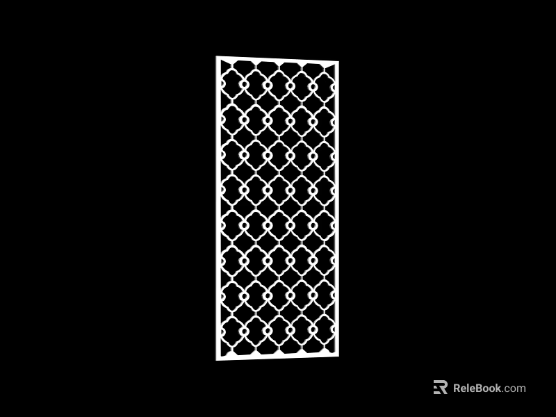 Modern Decorative Room Divider With Intricate Diamond Grid Pattern And Rectangular Design 3d model 
