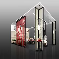 JINSANT Exhibition Booth With Modern Design Red Green Walls Circular Decor Display Counters And Lighting