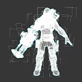 Game Movie Character In Tactical Outfit With Mechanical Weapon And Helmet
