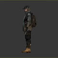Game Movie Character In Hat Jacket Vest With Gloves Boots And Knife Standing Pose