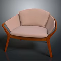 Modern Single Sofa With Wooden Frame Beige Upholstery And Curved Backrest Cushion