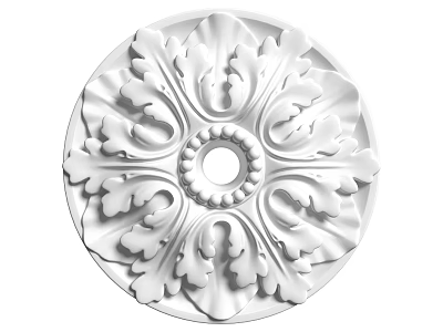 Ornate Circular Ceiling Medallion With Intricate Carved Floral Patterns And Central Design 3d model