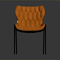 Modern Stylish Orange Upholstered Chair With Textured Back And Black Legs
