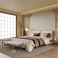 Traditional Tea Room Interior With Wooden Furniture And Zen Decorative Plants