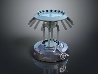 Medical Device with Multiple Rotatable Probes and Circular Base for Clinical Use 3d model