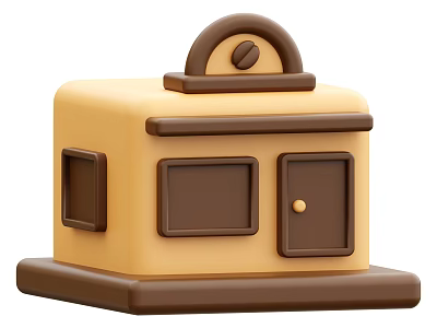Modern Yellow And Brown Commercial Complex Exterior With Brown Door Windows And Top Decoration 3d model