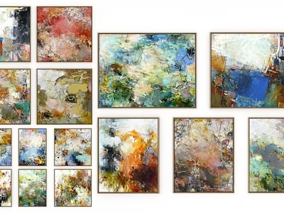 Colorful Abstract Paintings Collection With Various Styles And Vibrant Hues For Home Wall Decor Artworks 3d model