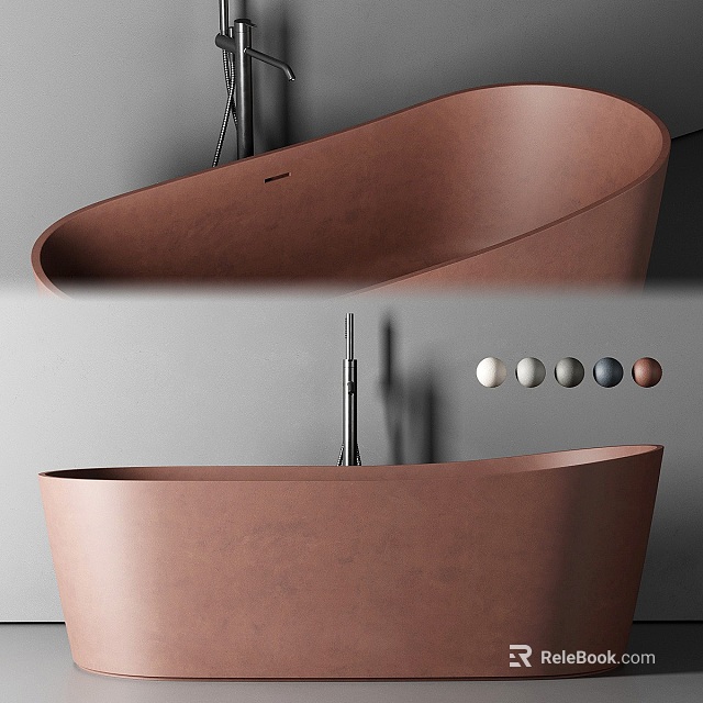 Stylish Modern Curved Freestanding Bathtub With Matte Finish And Color Options 3d model 