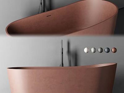 Stylish Modern Curved Freestanding Bathtub With Matte Finish And Color Options 3d model