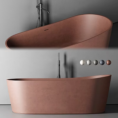 Stylish Modern Curved Freestanding Bathtub With Matte Finish And Color Options 3d model