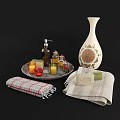 Stylish Bathroom Accessories Set Including Soap Towels Scented Candles Tray And Decorative Bottle