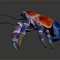 Vibrant Colorful Crab With Red Blue Purple Shell And Spotted Legs