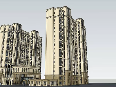 Modern High Rise Residential Buildings With Exterior Architectural Details And Balconies 3d model