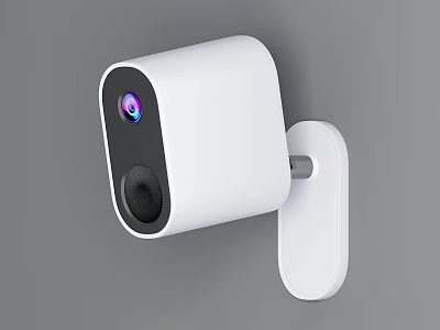 Modern White Wall Mounted Security Camera With Lens And Speaker Design 3d model