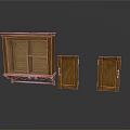 Traditional Wooden Furniture Set With Shelf Cabinet And Small Storage Doors