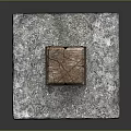 Minimalist Modern Wooden Vertical Sculpture With Textured Surface And Stone Base