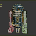 Blue And Orange Robot Character With Round Head White Legs Red Details And Mechanical Panels