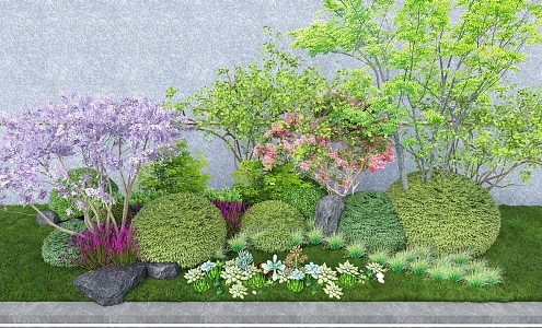 Modern Plant Landscape Tree Stone Modeling Pine Landscape Plant Combination Flower Mirror Plant Group Plant Collocation Spherical Shrub Green Belt 3d model