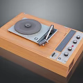 Vintage Wooden Turntable Record Player with Vinyl Disc Tonearm Control Knobs and Dial Panel 3d model