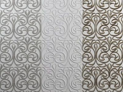 Ornamental Intricate Curly Carved Patterns On Silver White Brown Decorative Wall Panels 3d model