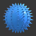 Round Blue Spiky Decorative Ball With Shiny Surface And Pointed Protrusions