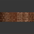 Circular Wooden Decorative Stand With Carved Diamond Pattern Sides And Wooden Grain Top