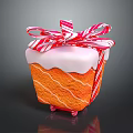 Festive Orange Dessert With White Frosting And Red White Striped Bow Decorations