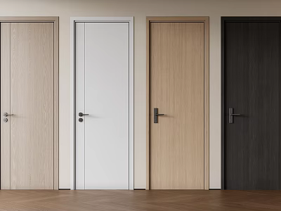 Modern Flush Doors in Various Colors and Wooden Finishes for Interior Design 3d model