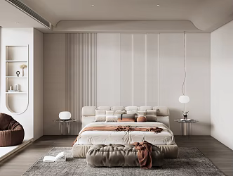 Quiet Bedroom Cream Master Bedroom 3d model
