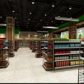 Modern Supermarket Interior With Spacious Aisles Shopping Carts Shelves And Colorful Fruit Posters On Walls