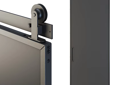 Modern Sliding Door With Metal Track Pulley System And Dark Panel 3d model