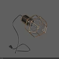 Outdoor Light With Geometric Metal Frame Exposed Bulb And Plug In Design