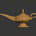 Orange Geometric Aladdin Lamp Combination With 3D Rendered Design Curved Spout And Stable Base