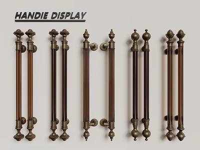 Decorative Door Handles With Various Classic Metal Designs And Craftsmanship Details 3d model