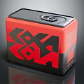 Stylish Red and Black Beverage Can with Modern Geometric Pattern Design 3d model